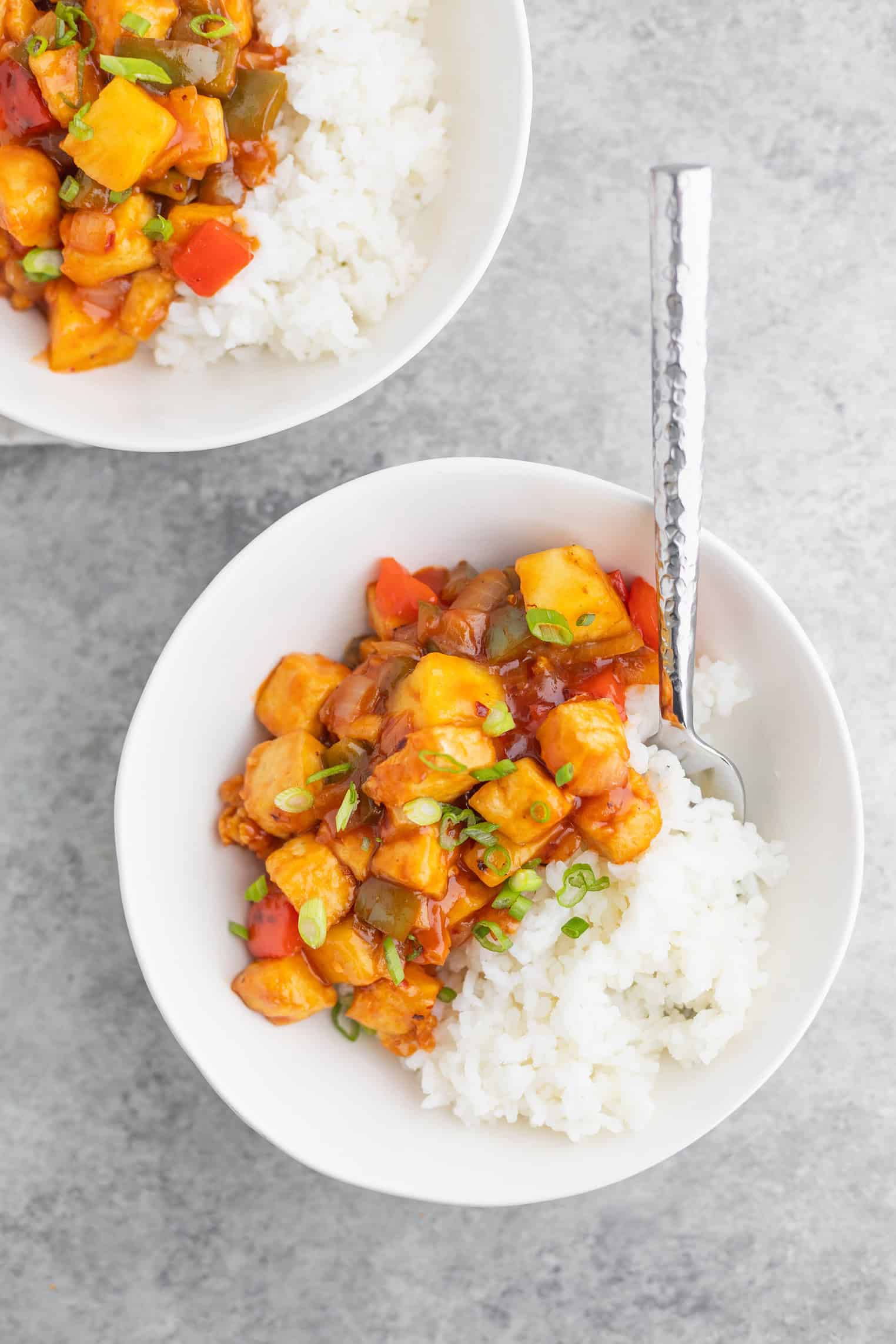 two bowls of sweet and sour tofu