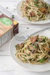 The BEST creamy mushroom pasta! Made with a secret ingredient, this pasta is packed with savory umami flavor and ready in just 20 minutes! Save this for weeknight dinners. | www.delishknowledge.com