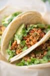 Copycat Chipotle Tofu Sofritas Recipe (Vegan) 7 Close Up Of Tofu Sofrito Tacos
