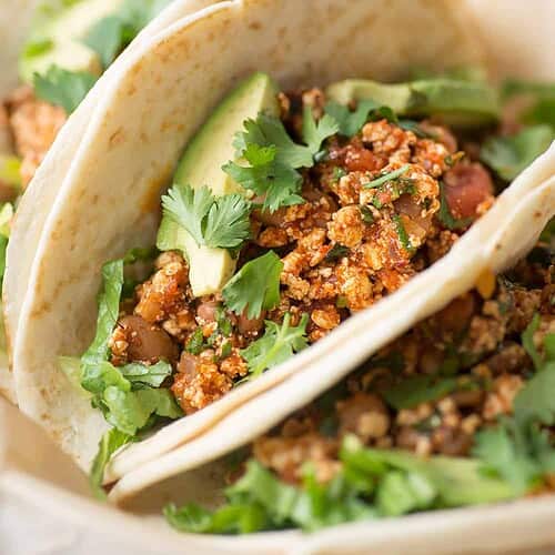 Close Up Of Tofu Sofrito Tacos
