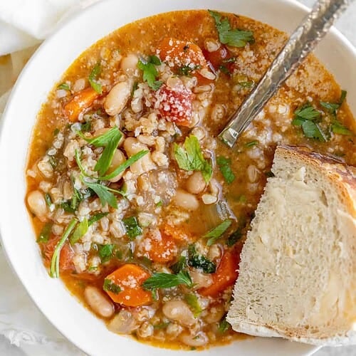 Italian Farro Bean Soup 8 Overhead Shot Of Farro Soup