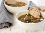 Tuscan Lentil Soup! Healthy lentil soup with an Italian flair. So delicious and perfect for winter! Gluten-free and Vegan