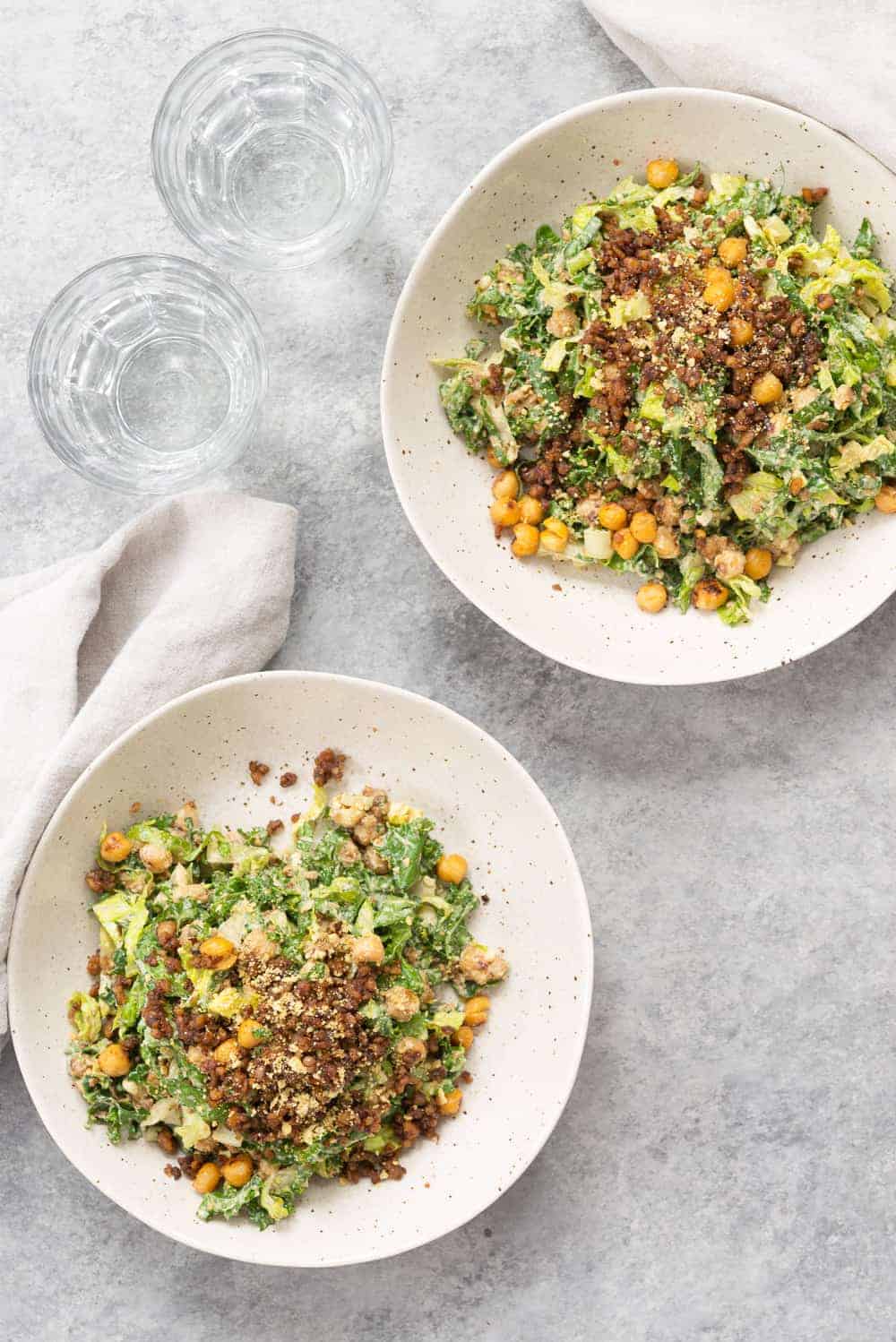 The Ultimate Protein-Packed Vegan Caesar Salad 5 Protein Vegan Kale Caesar Salad With Parmesan Cheese And Vegan Caesar Dressing