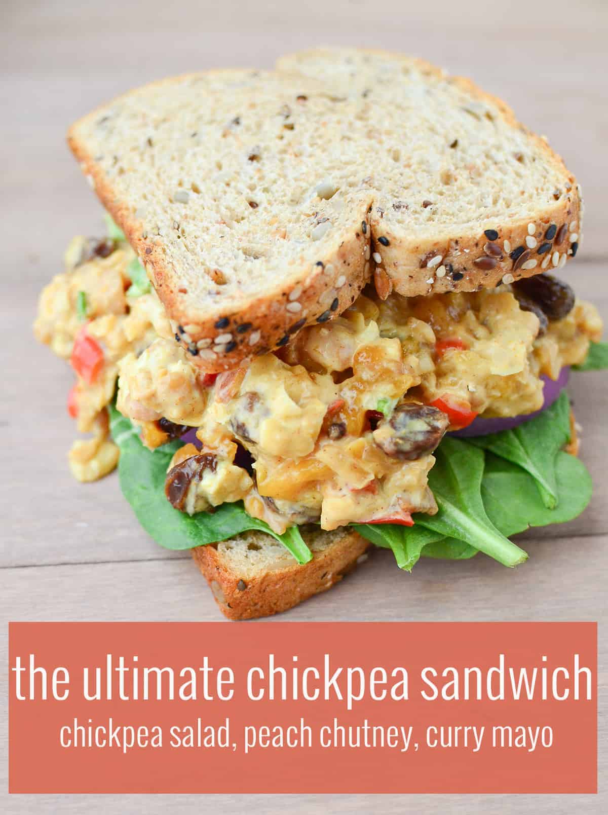 The Ultimate Chickpea Salad Deli Sandwich! Chickpea Salad, Homemade Peach Chutney, Curry Mayo. Vegan And Easily Gluten-Free | Www.delishknowledge.com