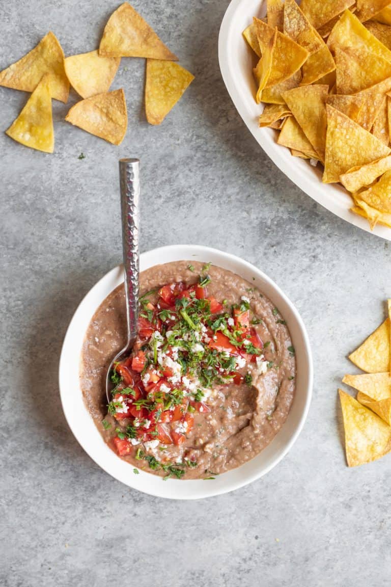 Vegan Bean Dip (With Homemade Tortilla Chips)