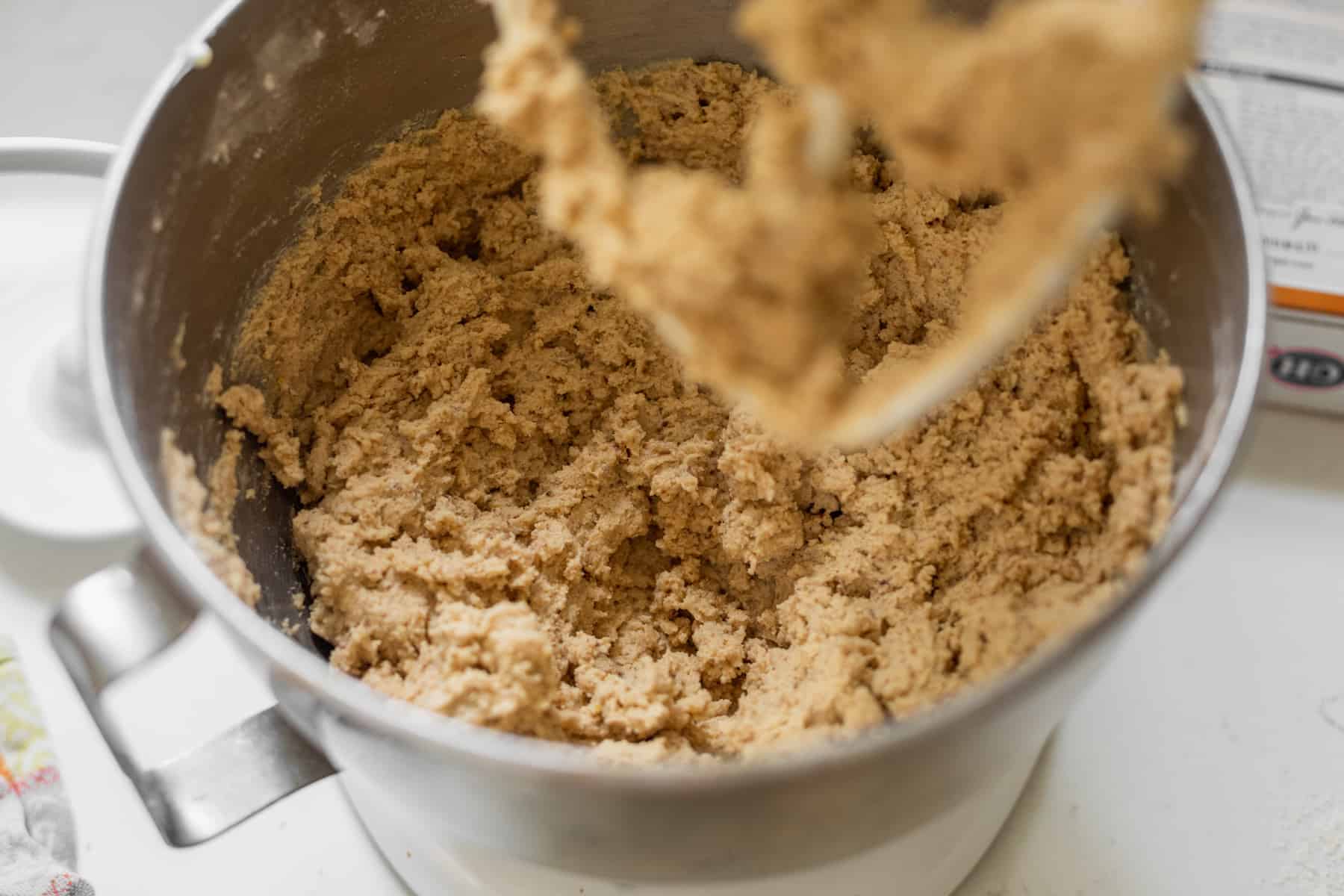 batter for cookies in a mixer