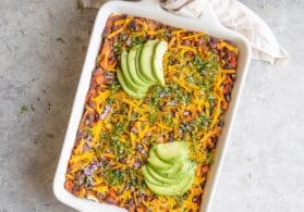 Healthy Vegan Enchilada Casserole with Sauce