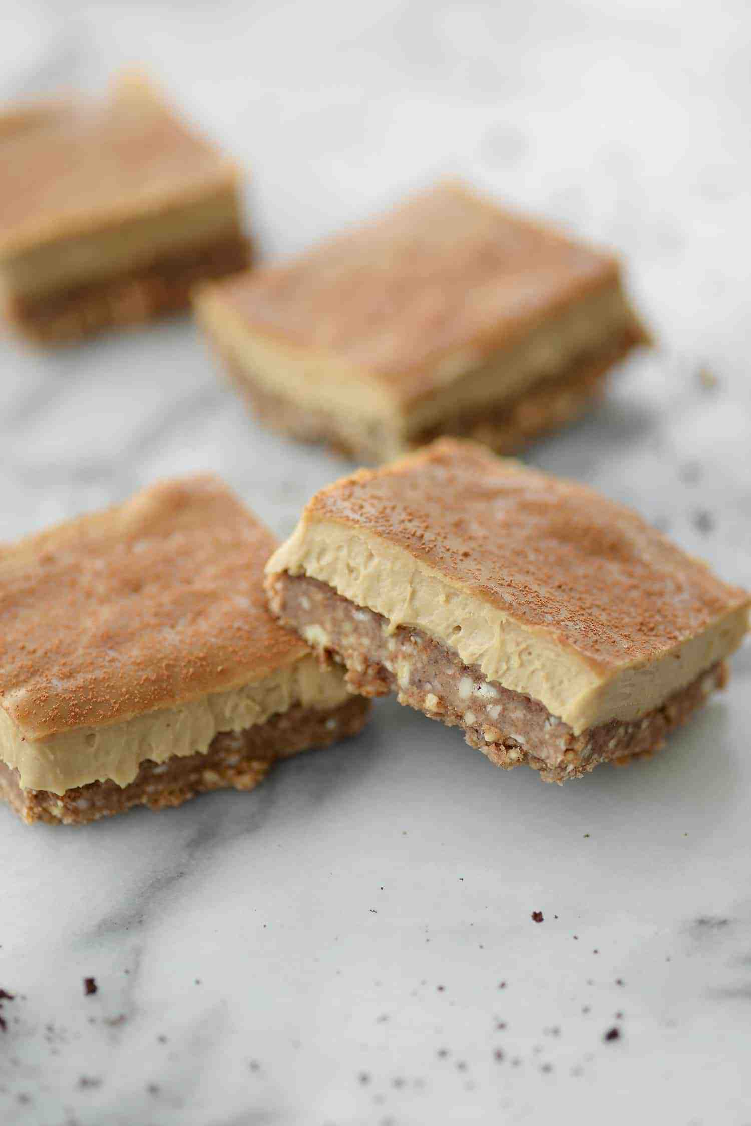 Vegan Espresso Cheesecake Bars 8 Vegan Espresso Cheesecake Bars! You Will Love These Creamy, Dairy-Free Cheesecake Bars. An Almond And Walnut Crust Topped With A Creamy Espresso Vanilla Cheesecake Filling. A Must-Make For The Holidays! | Www.delishknowledge.com