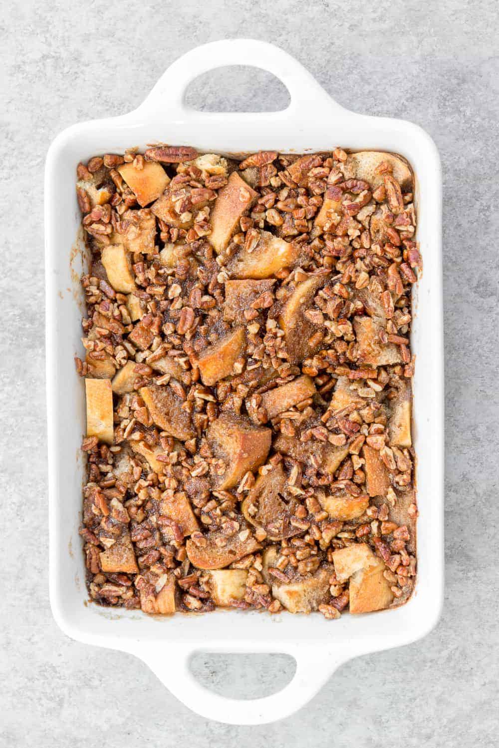 french toast casserole recipe with praline topping