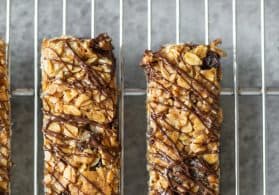 vegan granola bars stacked side by side