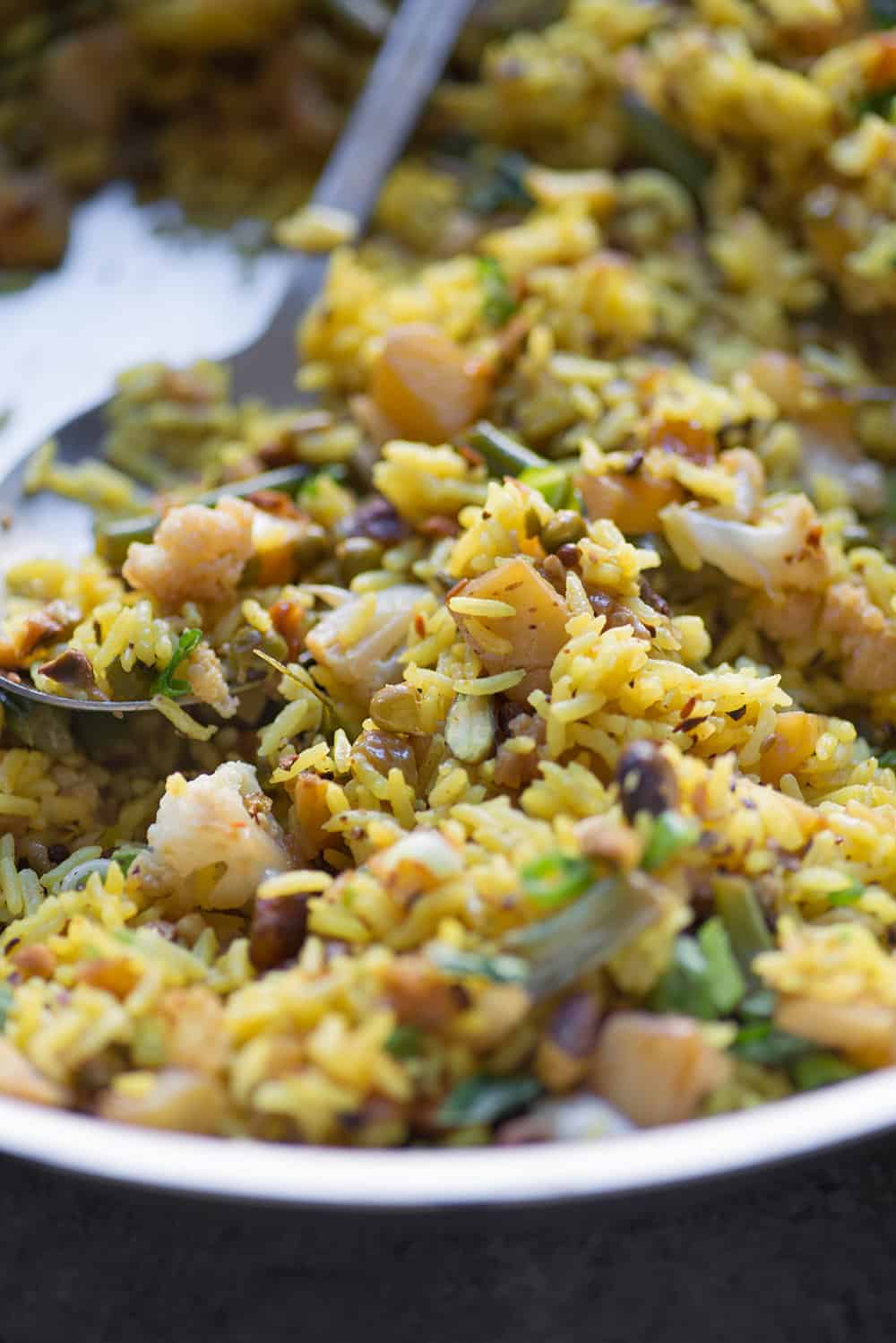 pan of vegan indian biryani 