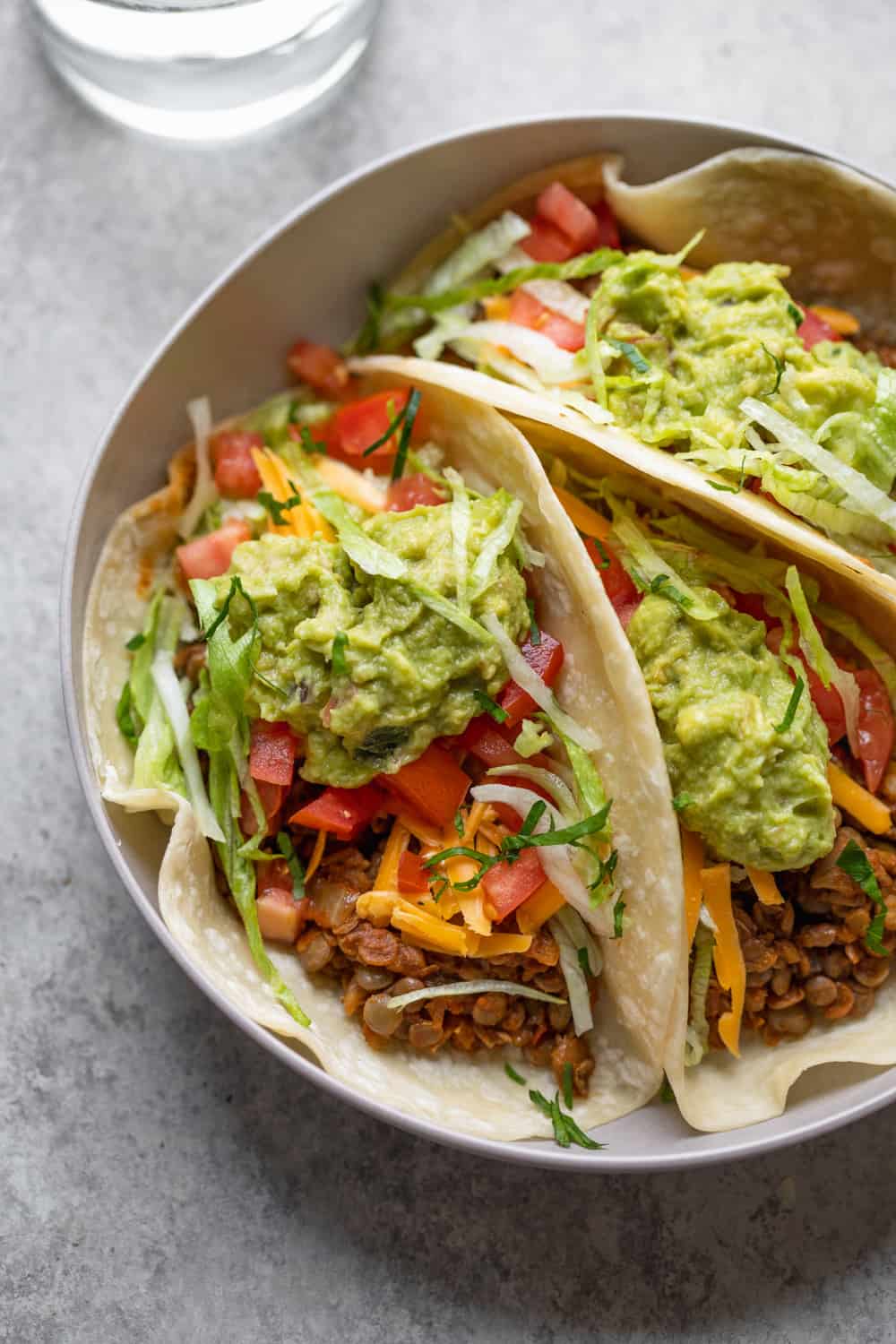 Lentil Tacos With Guacamole And Tomatoes