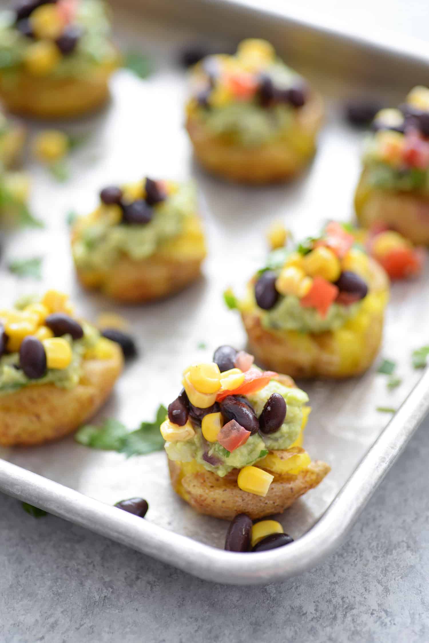 Vegan Loaded Smashed Potatoes 6 Vegan Loaded Smashed Potatoes!