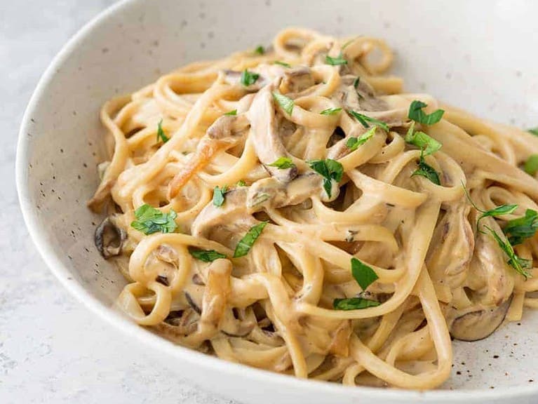 Vegan Mushroom Fettuccini Alfredo