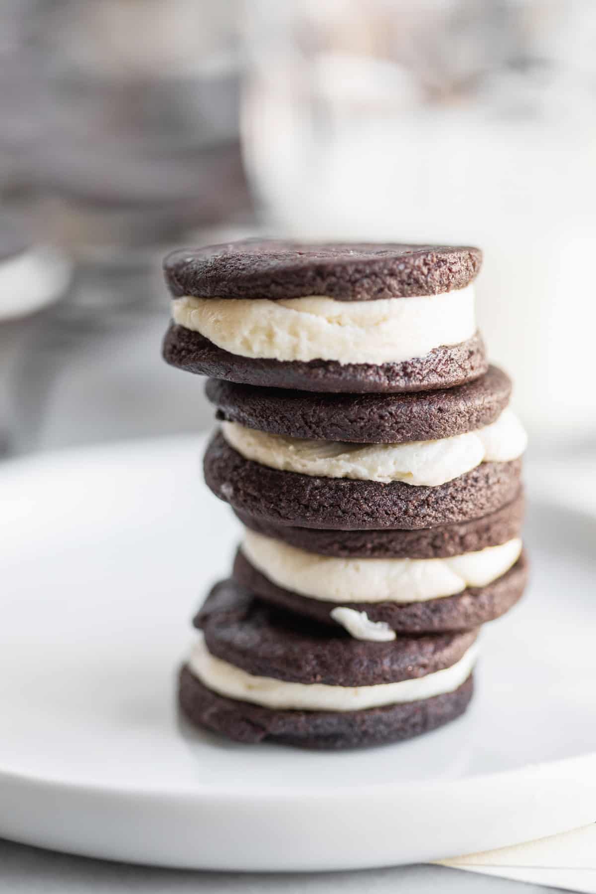 Homemade Oreo Cookies Stacked 