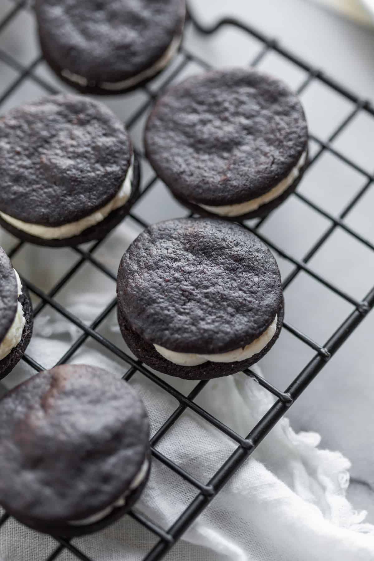 Oreo Cookies On A Cooling Rack