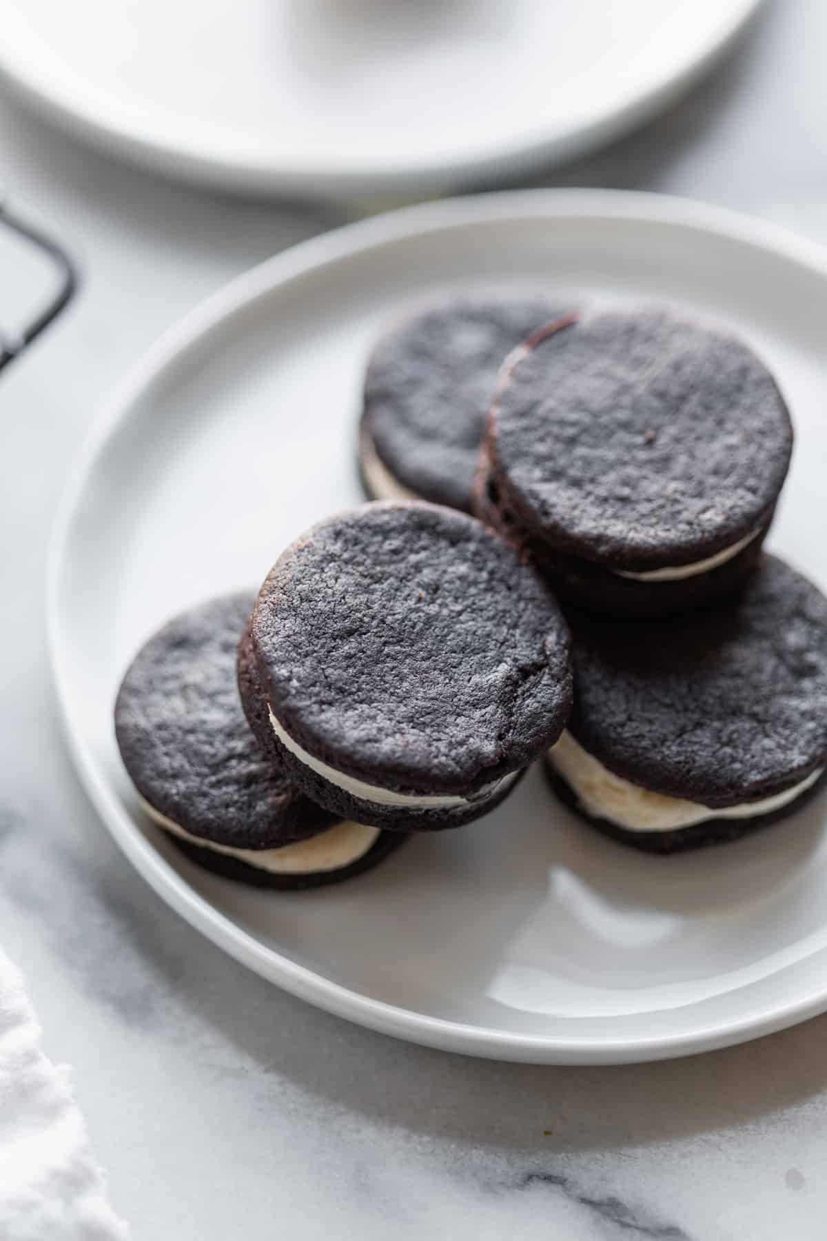 Homemade Peppermint Oreos On A Plate