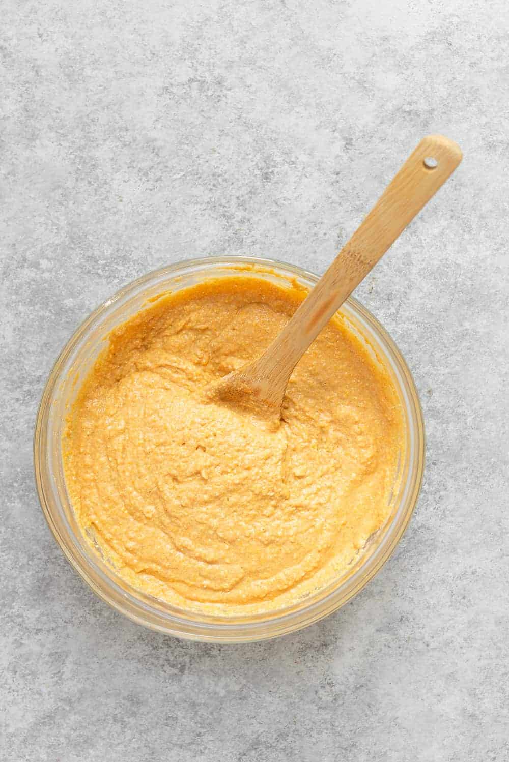 vegan pumpkin cornbread muffin batter