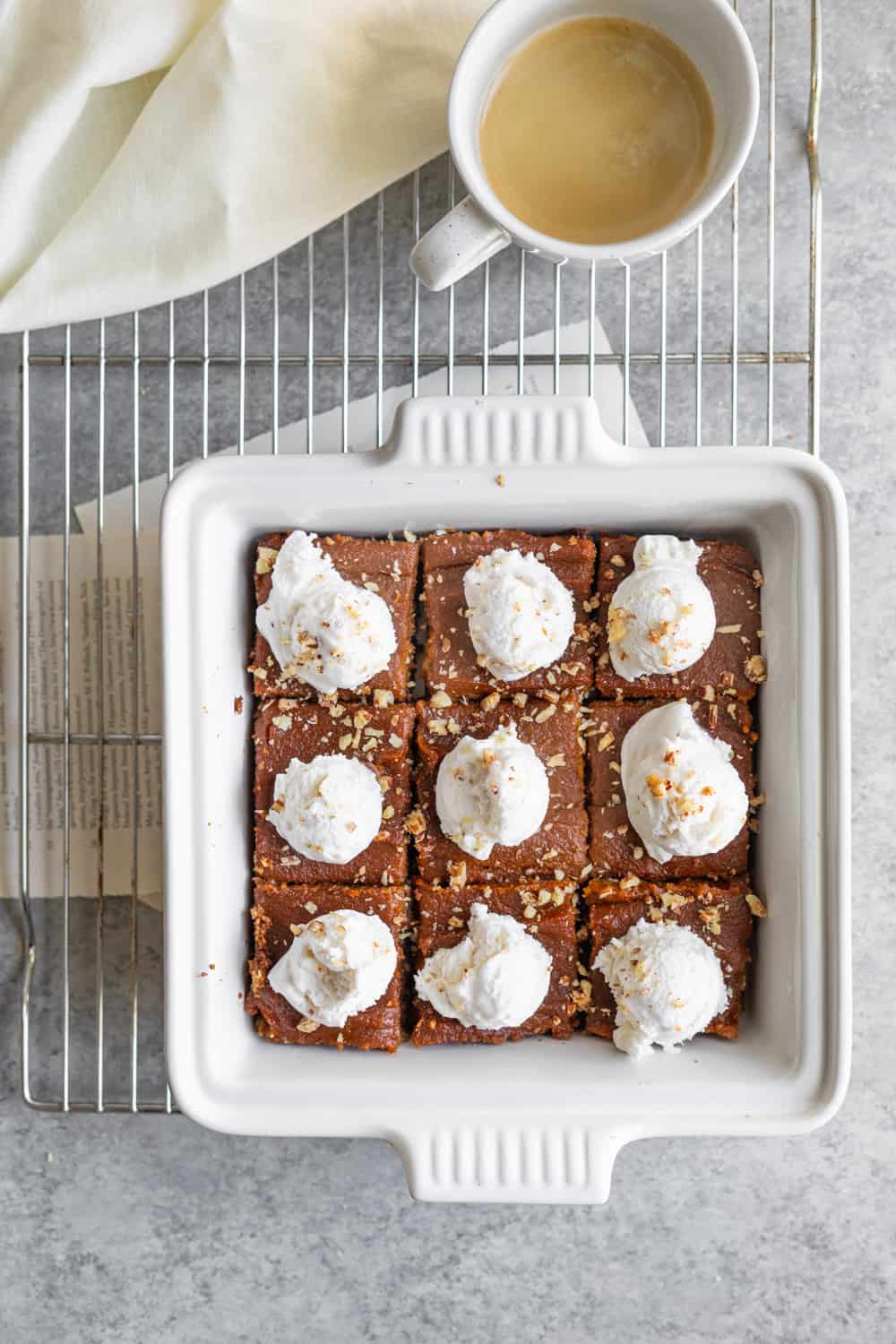 Baking Dish with Pumpkin Pie Pecan Bars