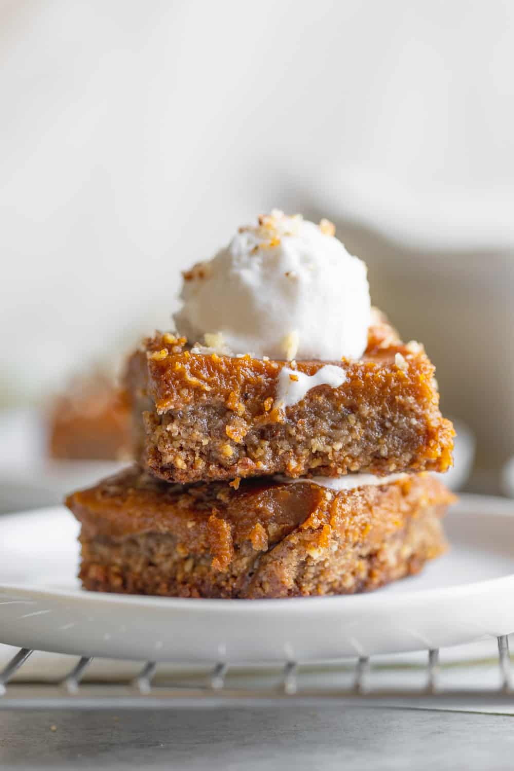 Vegan Pumpkin Pie Bars With Pecan Crust