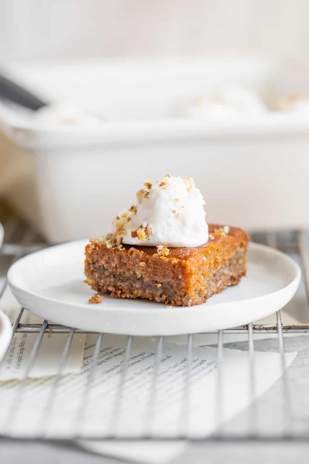 Pumpkin Pie Bars With Pecan Crust