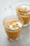 Vegan Pumpkin Pudding Cups! You've gotta try these pumpkin pudding cups made with aquafaba and coconut milk. Vegan and Gluten-Free, Naturally-Sweetened. | www.delishknowledge.com