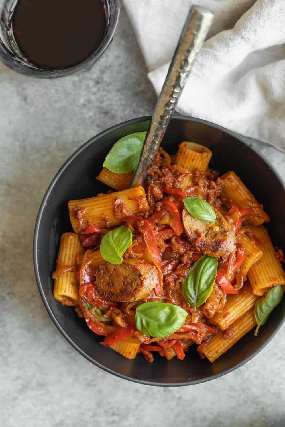 Vegan Rigatoni With Sausage And Peppers