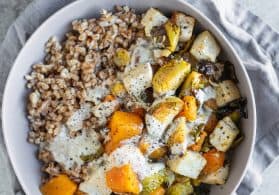 Winter Buddha Bowl with Maple Tahini Dressing