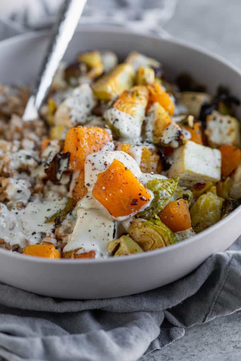 Winter Buddha Bowl with Maple Tahini Dressing Delish Knowledge