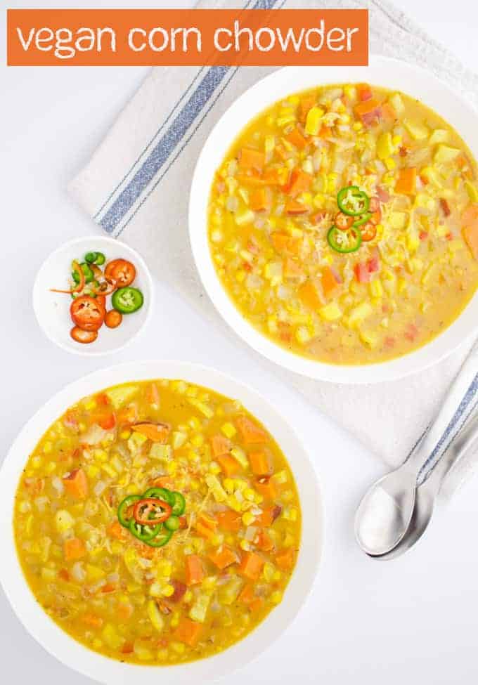 Get Ready For Fall With This Healthy Chowder. Filled With Fresh Sweet Corn, Sweet Potatoes, Peppers And Yellow Squash. Vegetarian And Gluten-Free.