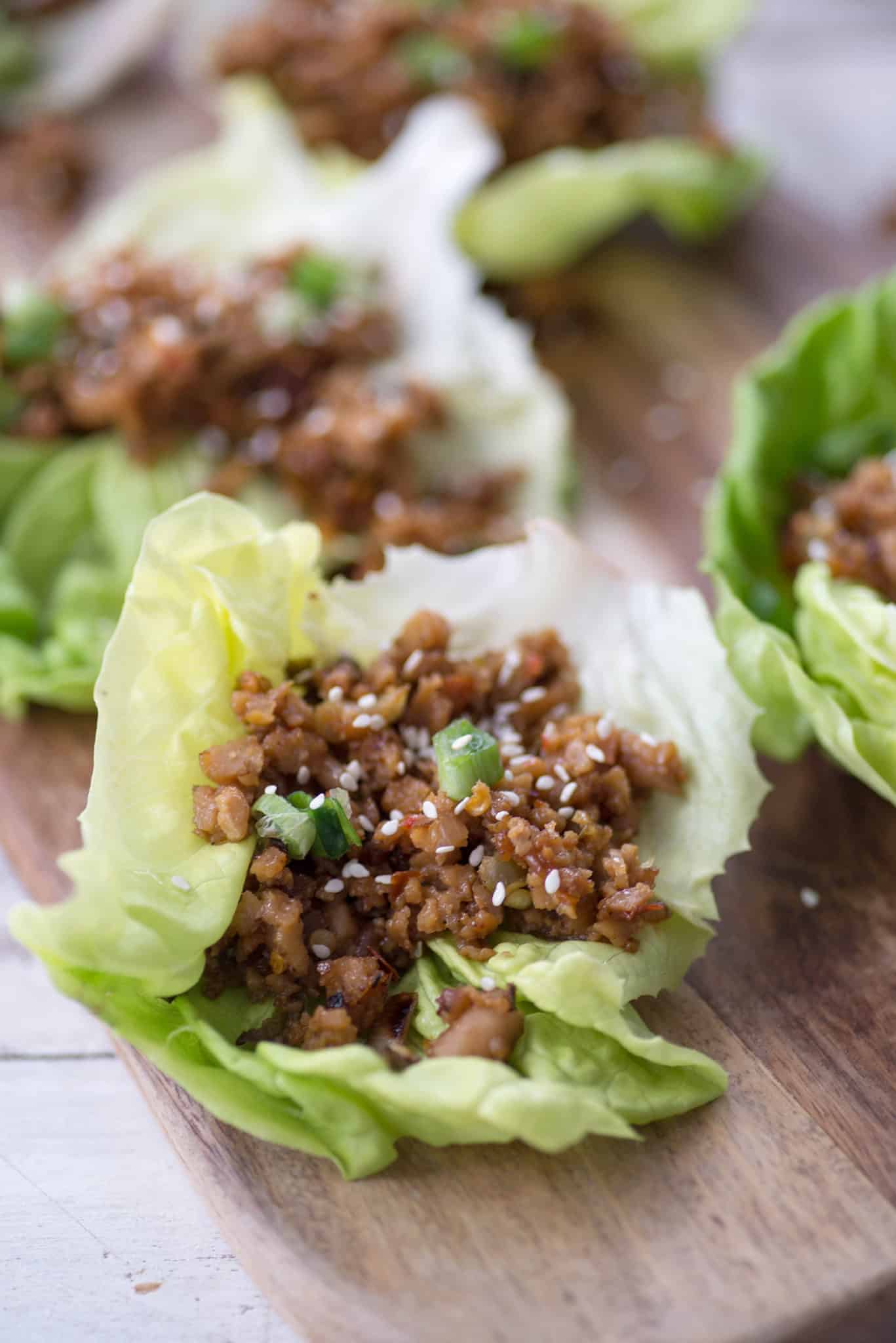 Vegan Thai Larb Lettuce Wraps! These Spicy Vegan Wraps Are The Perfect Healthy Dinner. | Www.delishknowledge.com