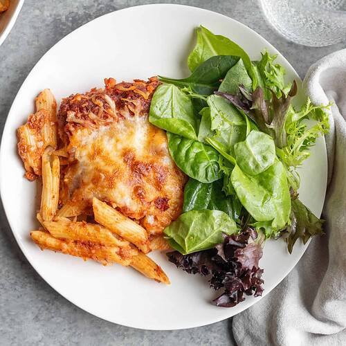 Baked Vegetarian Ziti On A Plate