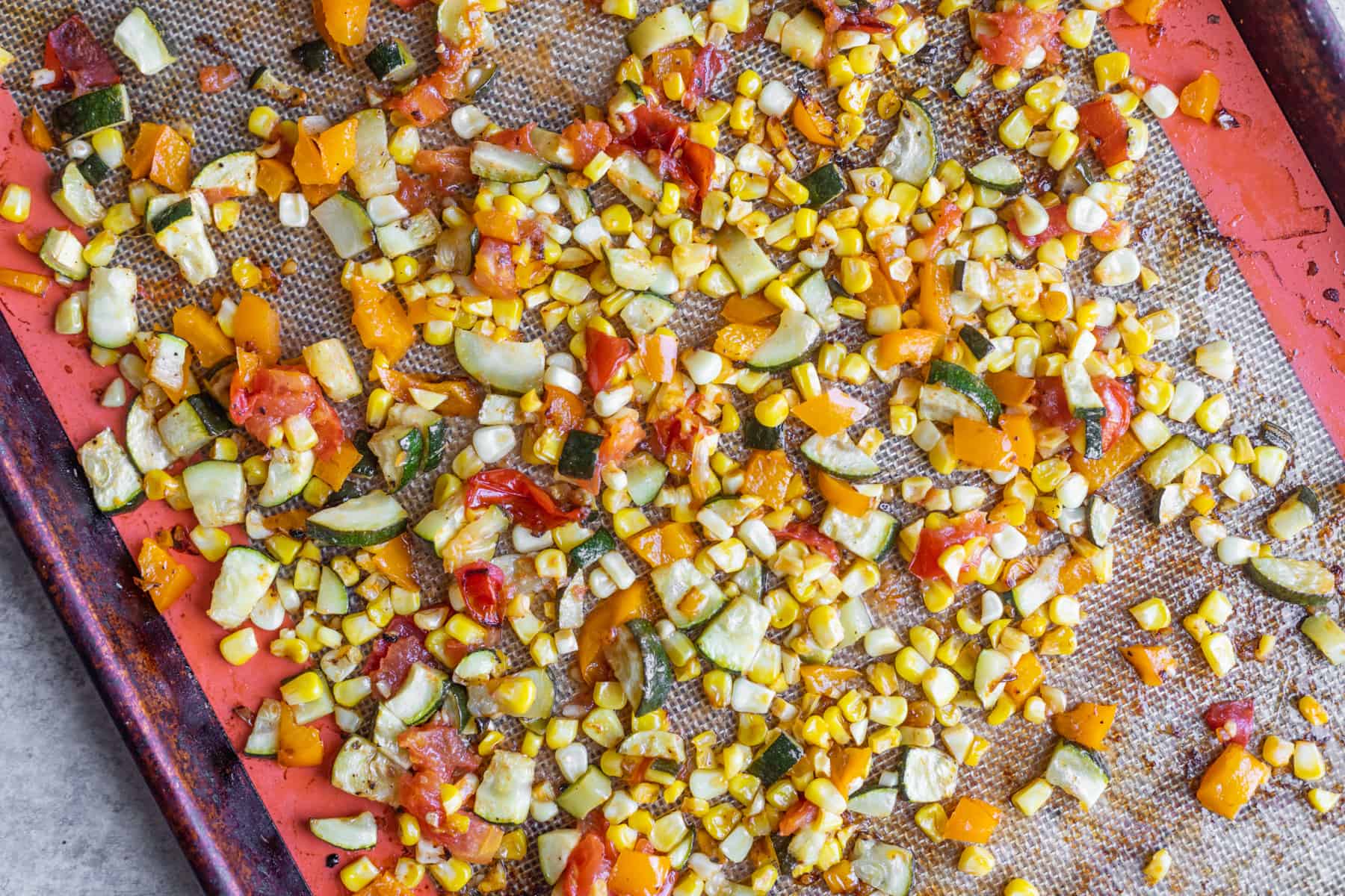 Roasted Vegetables On A Sheet Tray