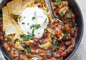 Vegan Bean Chili with Toppings