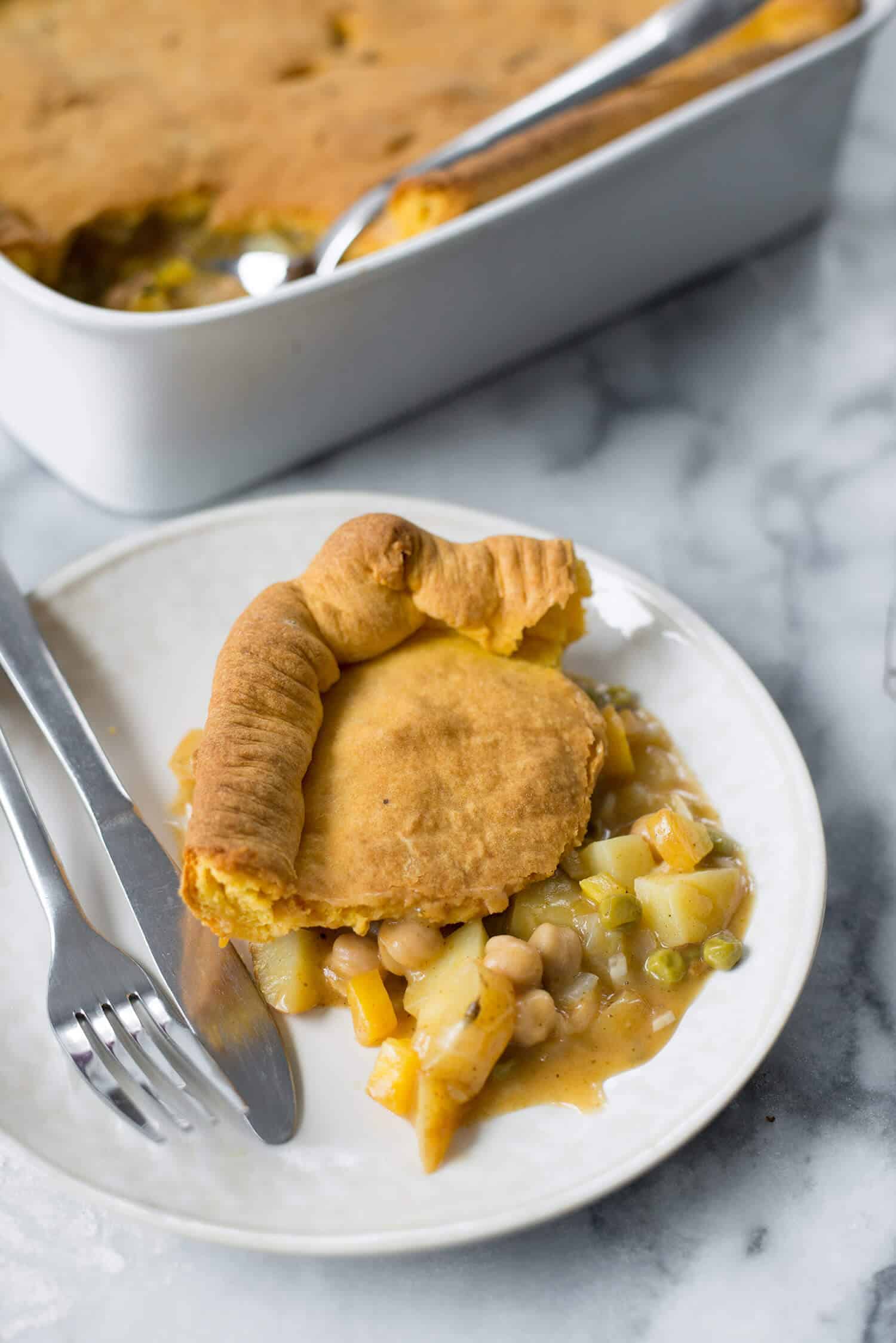 Vegan Pot Pie with Sweet Potato Crust. A cozy, must-make this winter. | www.delishknowledge.com