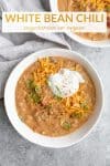 vegetarian white bean chili with texts