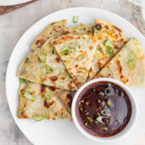 Veggie Scallion Pancakes With Dipping Sauce
