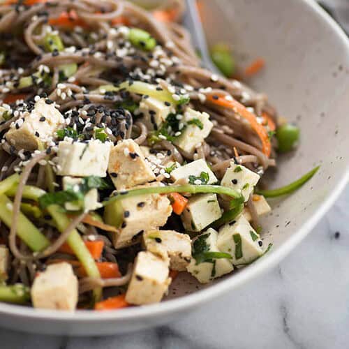 Veggie Soba Noodles With Marinated Tofu And Herbs