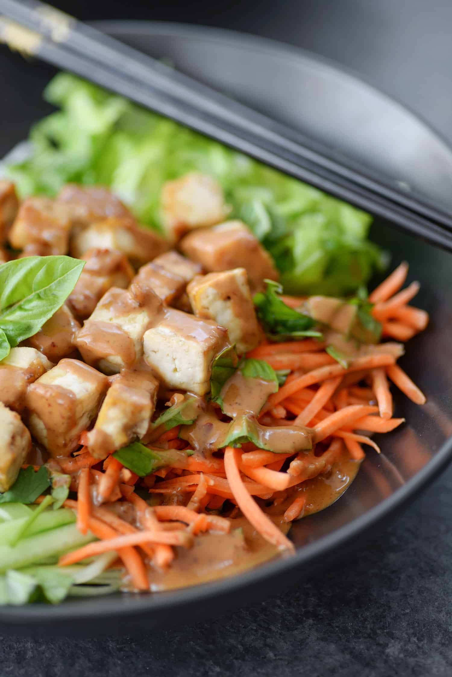 Vietnamese Spring Roll Salad with Crispy Tofu 5 Vietnamese Spring Roll Salad! Just Like Spring Rolls With A Fraction Of The Work. If You Love Vermicelli Bowls At Vietnamese Restaurants, You'Ve Gotta Try This Gluten-Free And Vegan Version. | Www.delishknowledge.com