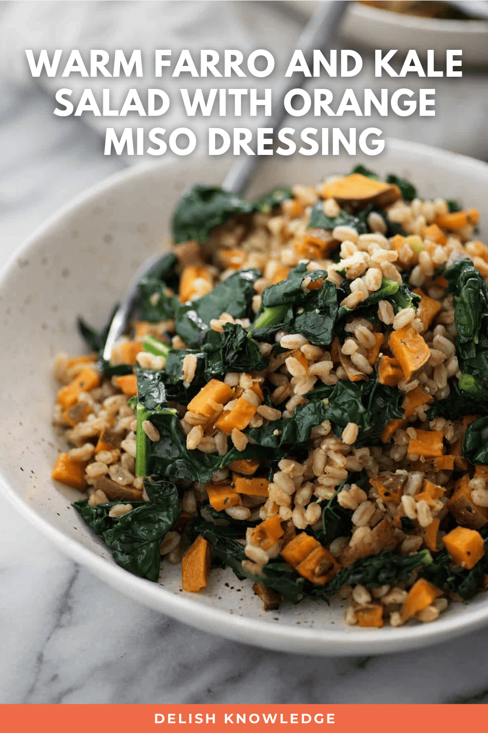 Warm Farro + Kale Salad with OrangeMiso Dressing Delish Knowledge