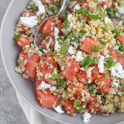 Watermelon Feta Salad with Cucumber and Bulgur Wheat 10 Bulgur Wheat With Watermelon And Feta And Cucumber