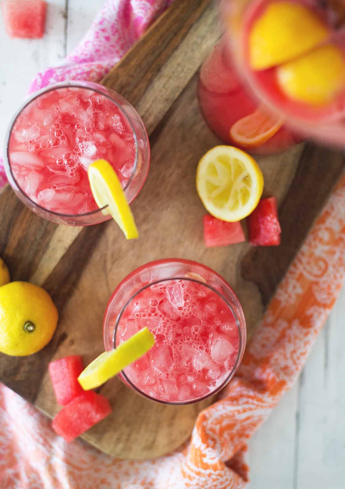 The lemonade with watermelon puree is light and refreshing 