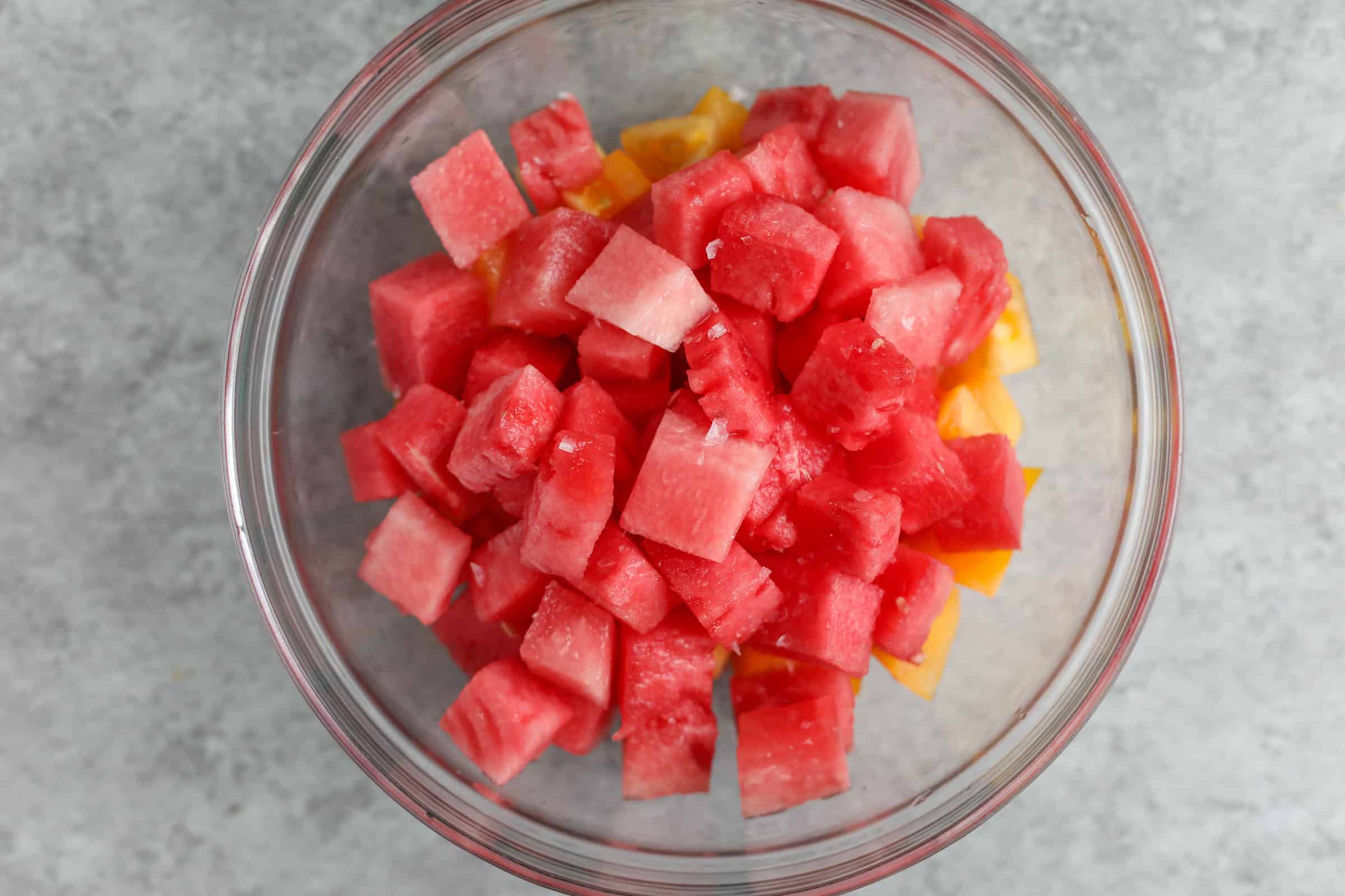 Watermelon, Tomato and Feta Salad 16 Cubed Watermelon And Tomato Salad
