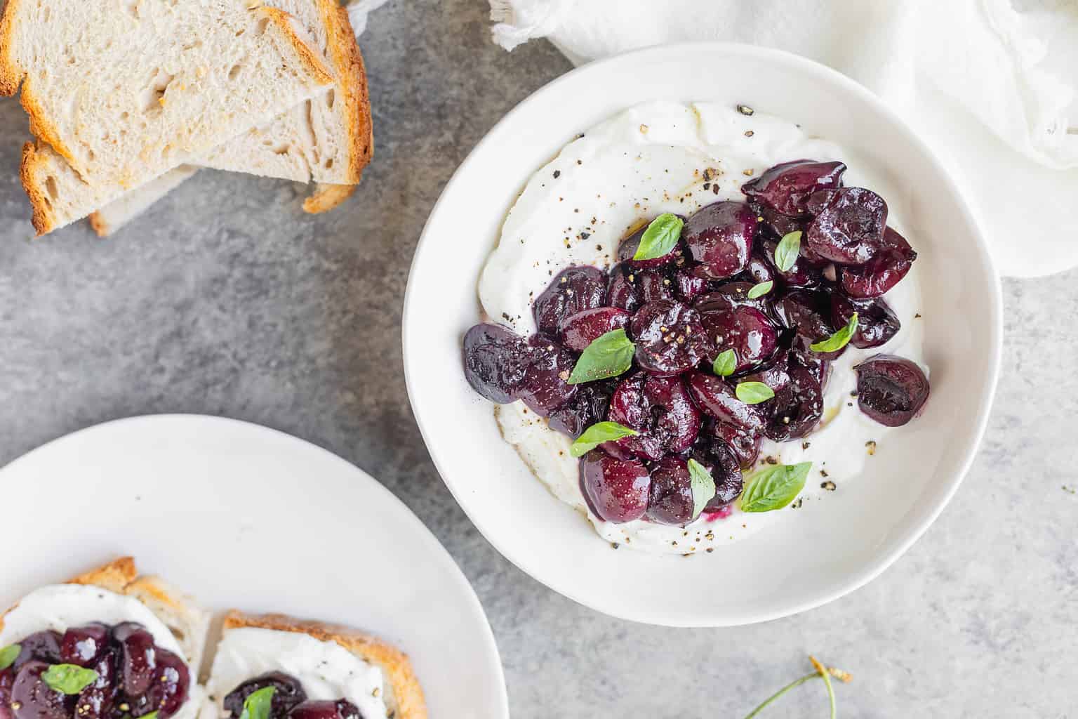 Sweet Ricotta Whipped Ricotta with Roasted Sweet Cherries - Delish Knowledge