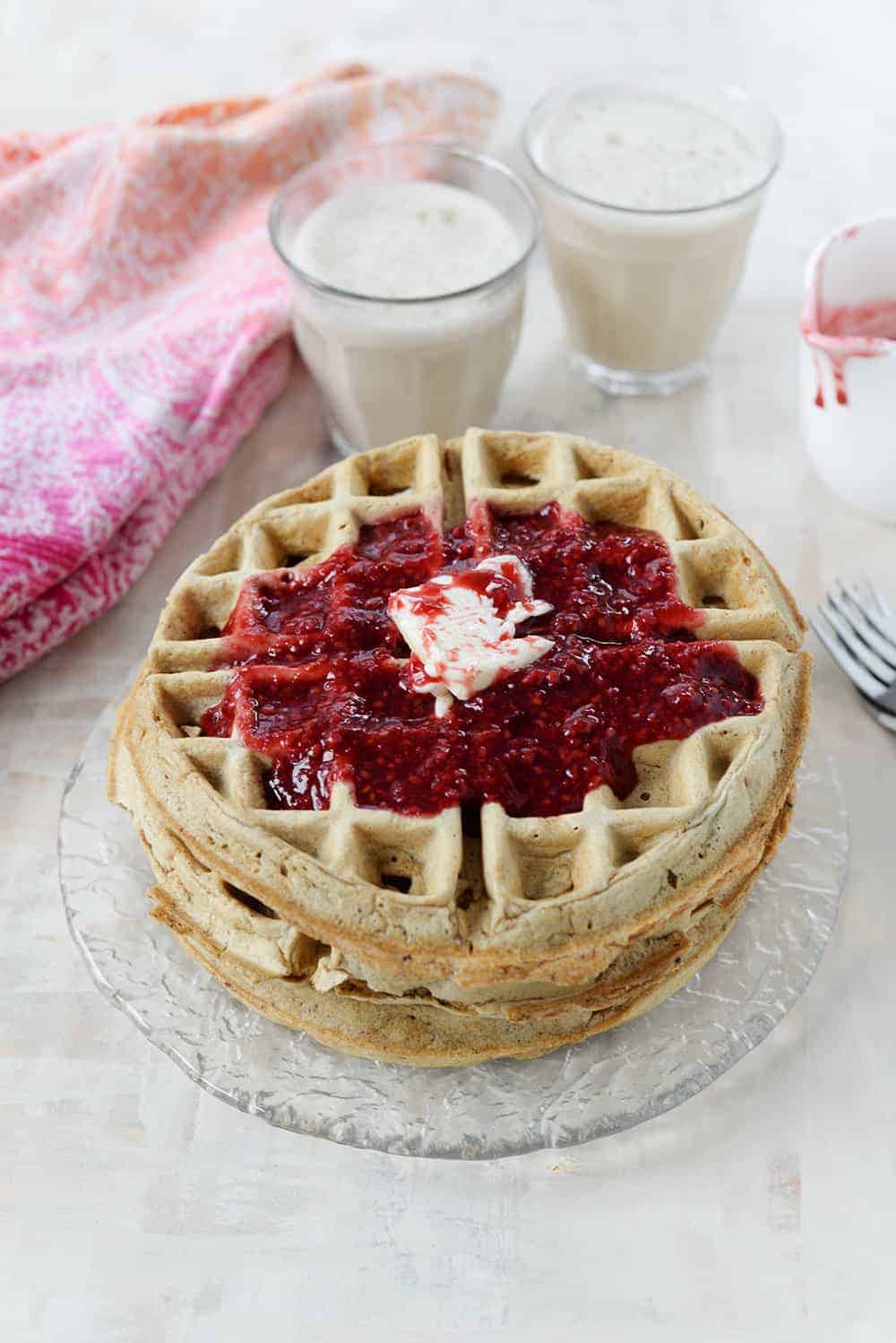 whole wheat freezer waffles with berry syrup 
