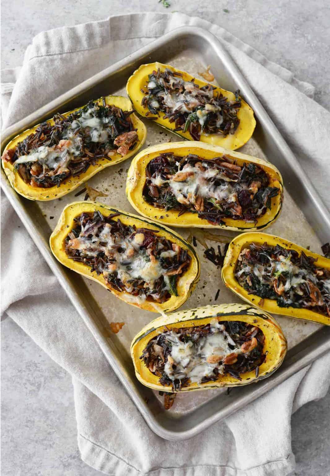 Wild Rice and Kale Stuffed Delicata Squash Delish Knowledge