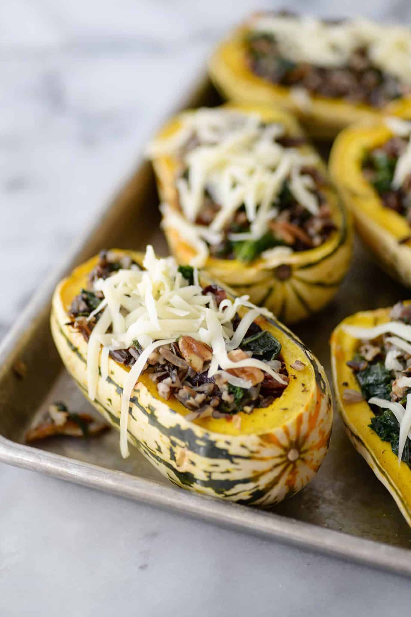 Wild Rice and Kale Stuffed Delicata Squash Delish Knowledge