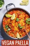 vegan paella with texts