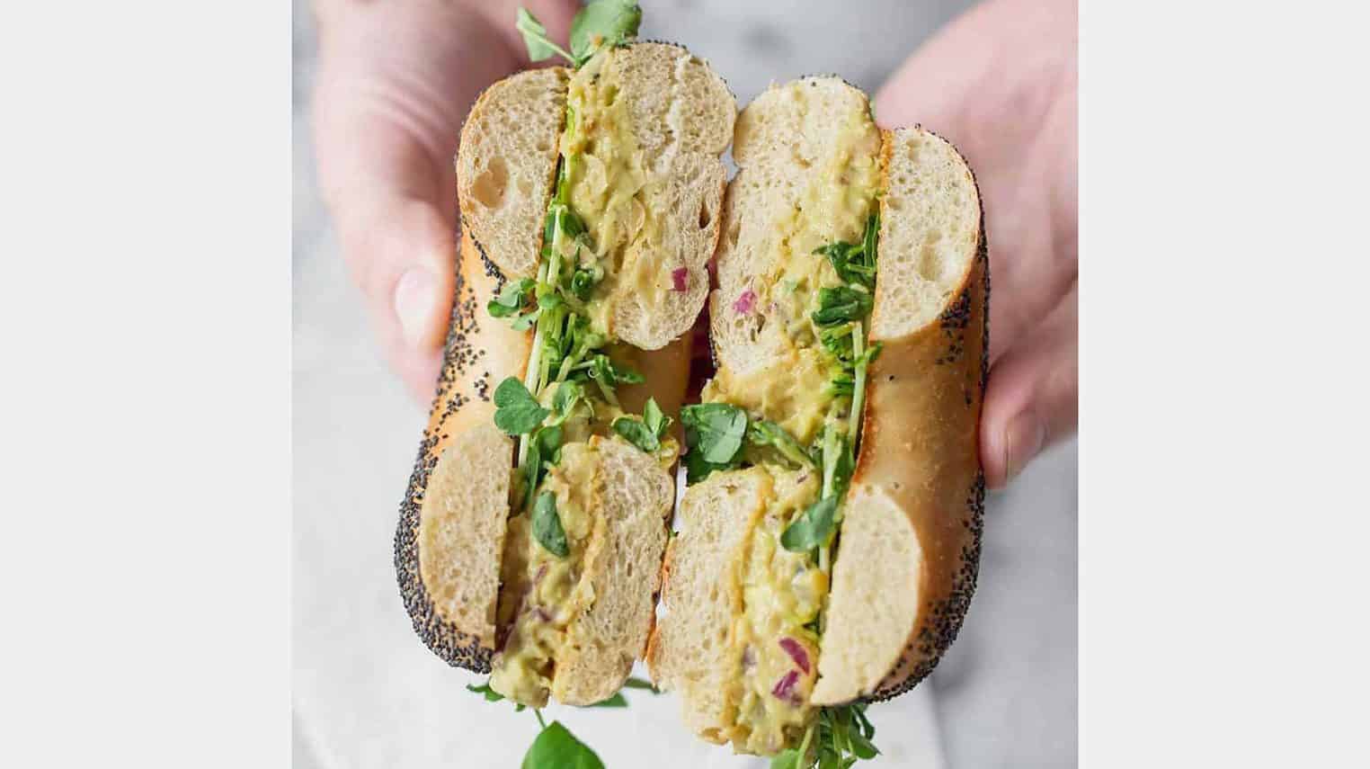 avocado chickpea salad sandwich