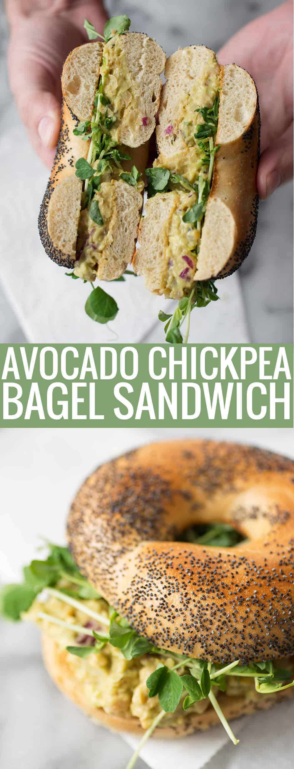 avocado chickpea bagel sandwich